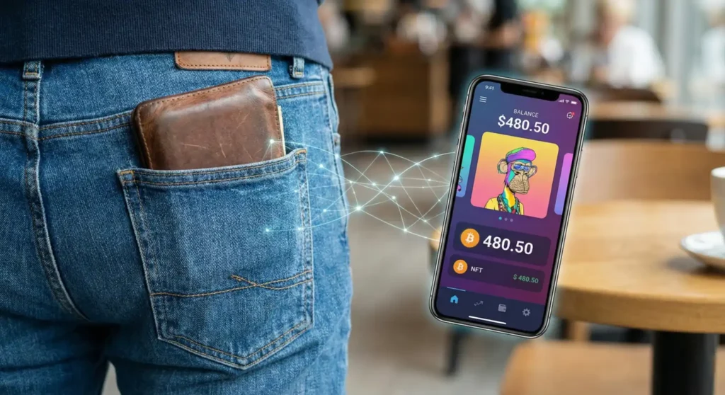 mobile crypto wallet used for everyday payments showing a hot wallet app connected to a digital wallet