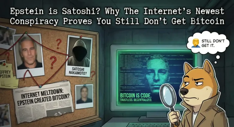 Epstein is Satoshi conspiracy theory explained with Bitcoin open-source code and decentralization concept