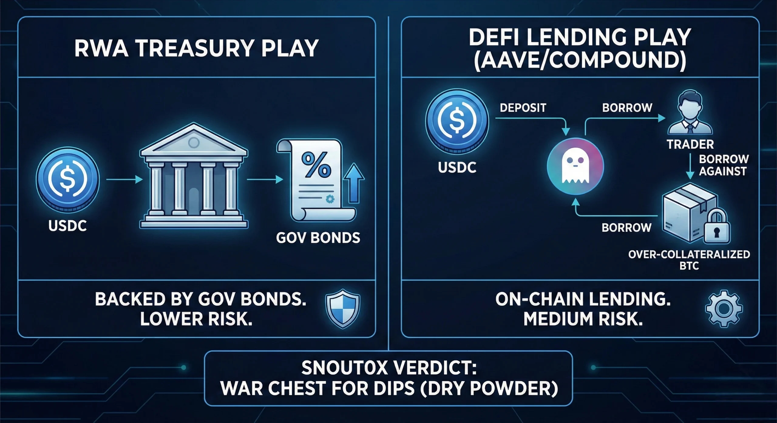 How to Earn Yield on Bitcoin & Crypto in 2026: A Survival Guide 5 stablecoin yield comparison rwa treasury vs defi lending. GERatJwmju72PC3s scaled