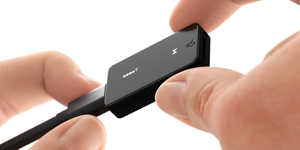 BitBox hardware wallet being connected with USB cable for secure cryptocurrency self custody and transaction signing