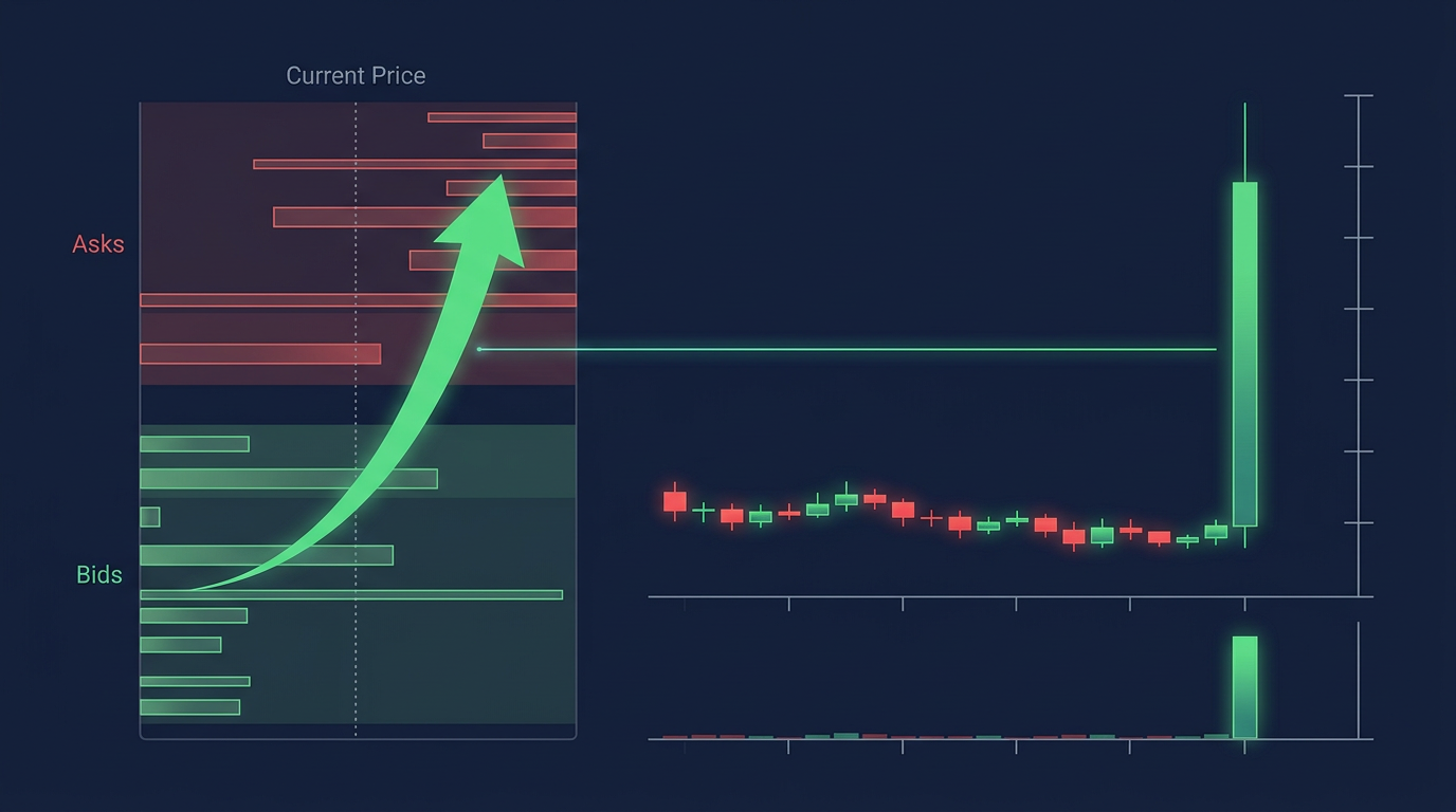 Candlestick chart showing rapid vertical pumps on thin crypto order books