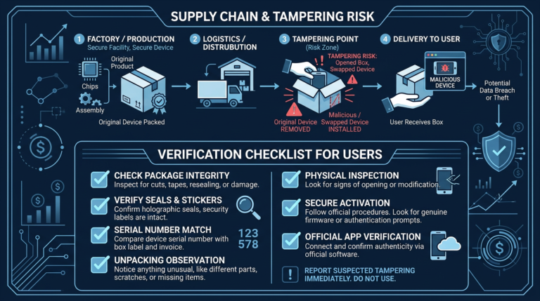 tampered hardware wallet supply chain risk diagram