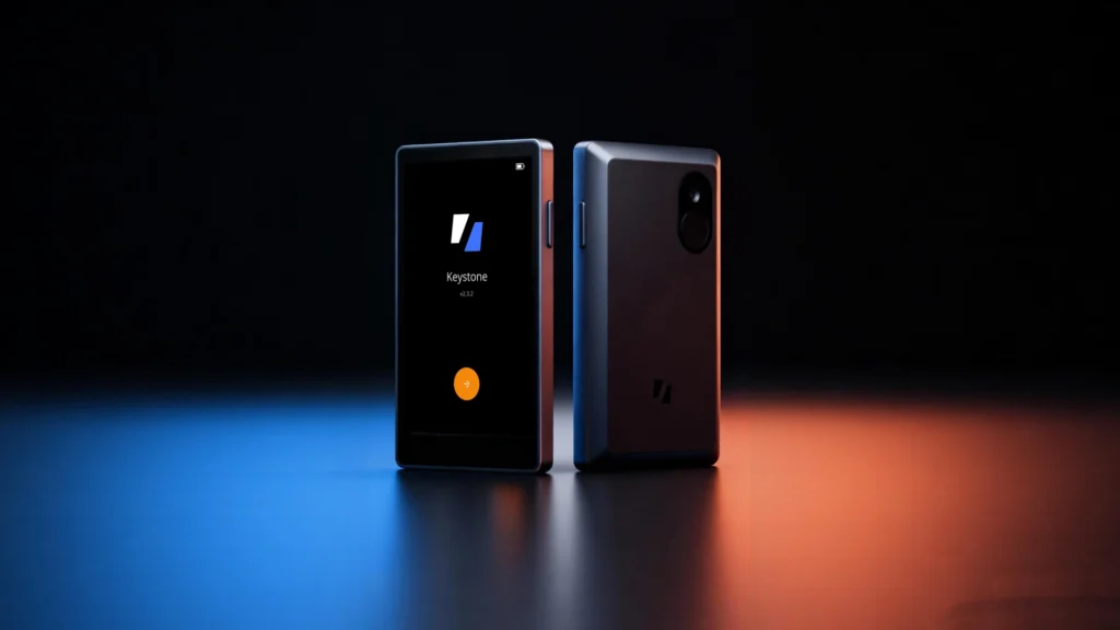 Keystone 3 Pro hardware wallet device showing touchscreen interface and air-gapped crypto security design