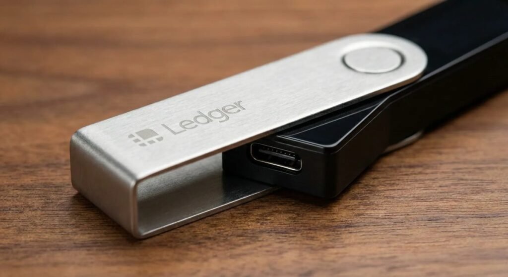 Ledger Nano X hardware wallet used for crypto self custody and cold storage security