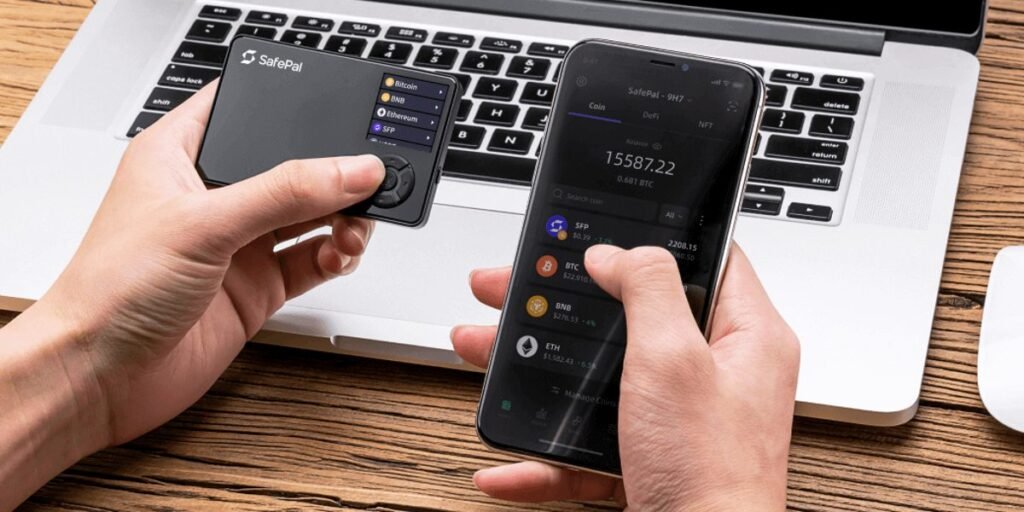 SafePal S1 hardware wallet used with mobile app to manage cryptocurrency and sign transactions securely