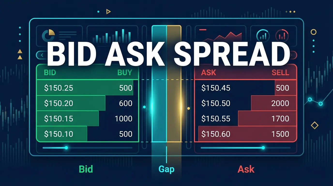 editorial diagram showing bid price ask price and spread in a crypto trading market