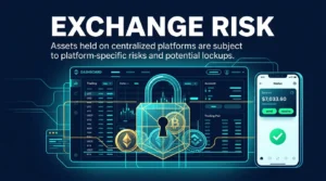 editorial illustration showing crypto trapped behind exchange controls compared with self custody access