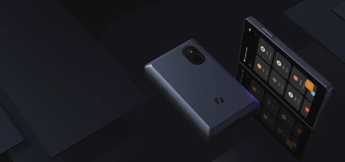 Keystone 3 Pro hardware wallet detail showing the device in real-world use