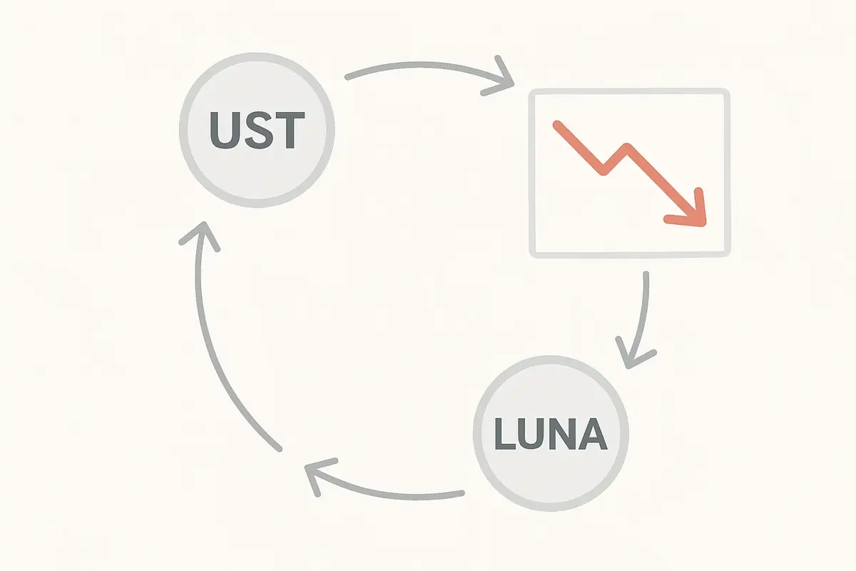 diagram showing the UST algorithmic stablecoin death spiral in May 2022